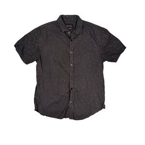 Gentlemens Outfitters Mens Black Polka Dot Short Sleeve Button Down Shirt Size M